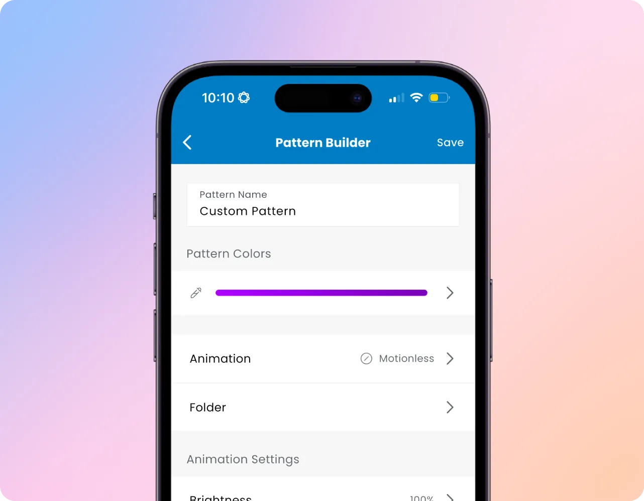 Gemstone app pattern builder screen